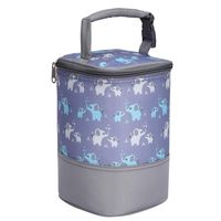Insulated Bottle Bag for Daycare 4 Bottles - Breastmilk Cooler Bag for Up to 4 Large 8 Ounce Bottles, Easily Attaches to Stroller (Elephant)