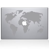 The Decal Guru 0194-MAC-15P-S World Map Vinyl Sticker, 15" MacBook Pro (2015 & Older), Silver