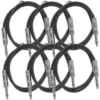 Seismic Audio SASTSX-2Black-6PK 2-Feet TS 1/4-Inch Guitar, Instrument, or Patch Cable, Black