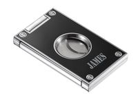 Personalized Caseti Kukri Double Guillotine Cigar Cutter - Black Lacquer with Free Engraving