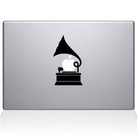 The Decal Guru 2097-MAC-13A-BLA Gramophone Decal Vinyl Sticker, Black, 13" MacBook Air
