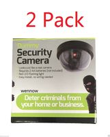 Wennow 2 x Dummy Fake Security CCTV Dome Camera with Flashing Red LED Light