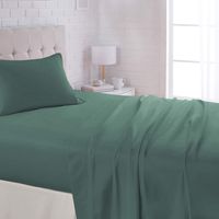 AmazonBasics Lightweight Super Soft Easy Care Microfiber Sheet Set with 16" Deep Pockets - Twin XL, Emerald Green