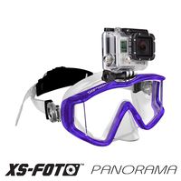 XS Foto Panorama - 3 Window - Extra Qwik Comfort Strap - Built-in Stainless Steel Camera Mount - Diving Mask for GoPro, GoMask (Purple) (MA580PR)