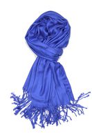 Achillea Large Soft Silky Pashmina Shawl Wrap Scarf in Solid Colors (Royal Blue)