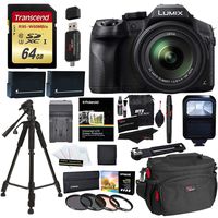 Panasonic LUMIX DMC FZ300 4K Point and Shoot Camera with Leica DC Lens 24X Zoom Black + Polaroid Accessories + 64GB SD Card + 57" Tripod + Ritz Gear Bag + 2 Batteries + Charger + Filter + Cleaning Kit