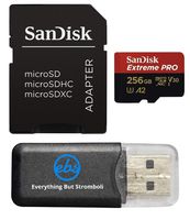 SanDisk 256GB Micro SDXC Memory Card Extreme Pro Works with Insta360 One X, Insta360 EVO Action Camera U3 V30 4K A2 Class 10 (SDSDQXCZ-256G-GN6MA) Bundle with (1) Everything But Stromboli Card Reader