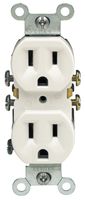 Leviton M24-05320-WMP Straight Blade Duplex Receptacle With Ears, 125 V, 15 A, 2 Pole, 3 Wire, 10 pack, White, 10 Piece