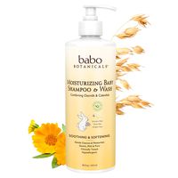 Babo Botanicals Moisturizing Baby 2-in-1 Shampoo & Wash with Oatmilk and Organic Calendula, Hypoallergenic, Vegan - 16 oz.