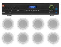 JBL Commercial 70v Amp+(8) White 5" Ceiling Speakers for Restaurant/Bar/Cafe