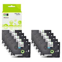 NineLeaf Label Tape Replacement Compatible for Brother P-Touch TZe-S231 TZ-S231 Extra Strength Adhesive Laminated Black on White (1/2inch 12mm) 10 Pack