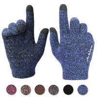 Achiou Winter Knit Gloves Touchscreen Warm Thermal Soft Lining Elastic Cuff Texting Anti-Slip 3 Size Choice for Women Men (Blue, XL)