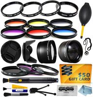 58mm Professional Lens + Filter Kit for All Digital DSLR Cameras & Camcorders with 58mm Filter Threading Featuring HD 0.43x Wide Lens + HD 2.2X Tele Lens + 13 Pcs HD Filter Package + More