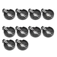 uxcell 10 Pcs CR/LIR2032 2025 2016 Horizontal Coin Button Battery Holder Black Container Case
