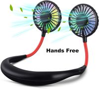 StaiBC Hand Free Personal Necklace Fan - Portable Neck Fan Battery Operated Mini USB Rechargeable Wearable Neckband Fan Cooler Fan with Dual Wind Head for Traveling Outdoor Office Room. (Black)
