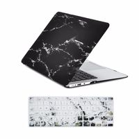 TOP CASE - 2 in 1 Signature Bundle Black Marble Rubberized Hard Case and Marble Pattern Keyboard Cover Compatible MacBook Air 13" Model:A1369 and A1466 - Marble Black