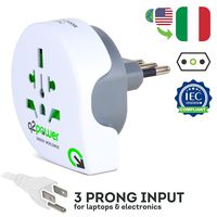 World to Italy Travel Adapter by Q2Power, for Type L Outlets, Grounded and Safe, Works with Laptops, Computers, Smartphone Chargers, Portable Devices, Perfect for International Trips