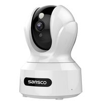 SANSCO Indoor Wireless WiFi Security Camera Full HD 2MP 1080p Home Monitor Surveillance Network IP Camera for Pet/Baby with IR Night Vision, Motion Detection Push Alerts and Two-Way Audio - White