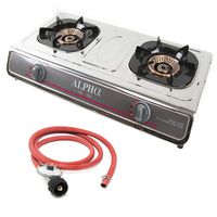 Gas One Propane Gas Range Stove with Propane Regulator - 2 Burner Stainless Steel Cooktop Auto Ignition