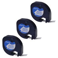 SuperInk 3PK Compatible DYMO LetraTag Tape 91331 (S0721660) Black on White Plastic Tape for DYMO Label Maker LetraTag Plus LT100H LT100T QX50 (1/2 Inch x 13 Feet 12mm x 4m)