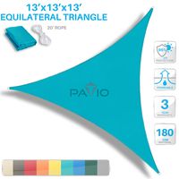 PATIO Paradise 13' x 13' x 13' Turquoise Green Sun Shade Sail Equilateral Triangle Canopy - Permeable UV Block Fabric Durable Outdoor - Customized Available