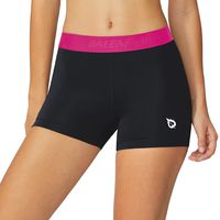 BALEAF Women's 3 Inches Compression Volleyball Shorts Sports Black/Deep Pink Size XS