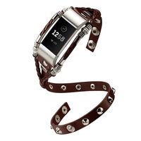 Marval.P Compatible for Fitbit Charge 2 Bands, Double Tour Handmade Leather Charge 2 HR Band, Replacement Unique Bracelet Strap, Wristbands Adjustable Size Fashion Wrist Band Straps for Women Men