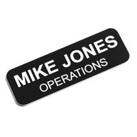 Custom Engraved Name Tag Badges - Personalized Identification with Pin or Magnetic Backing, 1 Inch x 3 Inches, Black/White