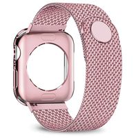 jwacct Compatible for Apple Watch Band with Screen Protector 38mm 40mm 42mm 44mm, Soft TPU Frame Case Cover Bumper Compatible for iwatch Series 1/2/3/4/5 Rose Gold