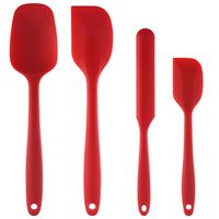 Silicone Spatula set : U-Taste 480ºF Heat-Resistant Spatula - One Piece Seamless Design, Non-Stick Silicone Rubber with Reinforced Stainless Steel Core (4 Piece Set, Red)