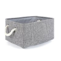 TheWarmHome Grey Linen Storage Basket for Shelves, Storage for Toys,Fabric Organizer Bins