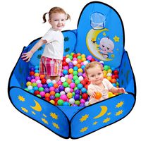 Likorlove Kid Ball Pit with Basketball Hoop 4ft/120cm, 1-6 Years Child Toddler Ball Ocean Pool Tent with Zippered Storage Bag for Boys Girls (No Smell) Healthy Pop Up Play Tent - Moon & Stars