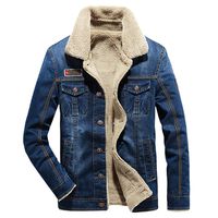 Nevera Men Autumn Winter Pocket Button Rinsing Flick Denim Hooded Jacket Top Coat on (W_Blue, XL)