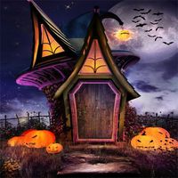 CSFOTO 5x5ft Background for Happy Halloween Party Log Cabin Pumpkin Lantern Photography Backdrop Horror Night Danger Bat Full Moon Ghost Photo Studio Props Portrait Wallpaper