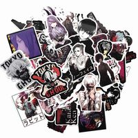 Bowinr Tokyo Ghoul Car Stickers, Japanese Anime Bumper Sticker for Phone, MacBook, Laptop, Car, Lugguage, Skateboard and More (52'pcs)
