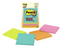 Post-it Super Sticky Notes, 2x Sticking Power, 3" x 3", Miami Collection, 3 Pads per Pack, 45 Sheets per Pad (3321-SSMIA)