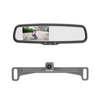EchoMaster - Backup Camera and Mirror Monitor Kit - Includes License Plate Camera, Rearview Mirror Monitor, and Install Wires/Brackets/Cables