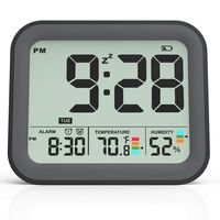 KUCOOLE Small Battery Operated Digital Alarm Clocks for Bedrooms, Simple Travel Alarm Clock with Indoor Thermometer, Hygrometer, Snooze, Dual Alarm, Loud Buzzer - Black