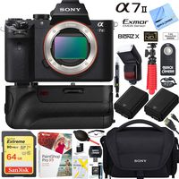 Sony a7 II 24.3MP Full-Frame Mirrorless Interchangeable Lens Camera Body + 64GB Battery Grip Memory Super Bundle