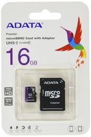 ADATA Premier 16GB microSDHC/SDXC UHS-I U1 Memory Card with Adapter (AUSDH16GUICL10-RA1)
