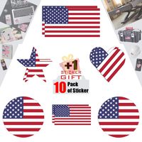10 Pack USA American Flag Vinyl Decal Army Navy Tactical Military Country Weather-Resistant Bumper Sticker Set for Car, Truck, RV, Motorcycle, Bicycle, Scooter, SUV 1 See-Thru Gift Sticker
