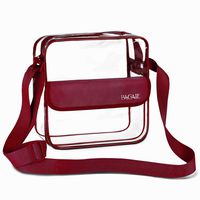 BAGAIL Clear Purse NFL &PGA Approved Cross-Body Shoulder Messenger Bag with Adjustable Strap (Burgundy, 8x8x3inch)