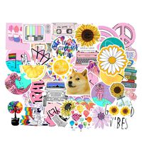 Sunvito Stickers for Water Bottles, 103 Pack Laptop Stickers for Guitar, Skateboard, Phone, Luggage, Cute Waterproof Stickers for Teens, Girls, Kids (Yellow & Pink)