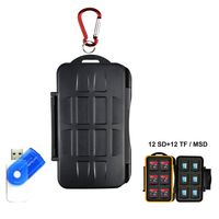 Memory Card Case, LXH Holder SD SDHC SDXC CF MSD TF Micro SD Card Durable Waterproof Storage Computer Camera Card Cartridge With Carabiner & Card Reader For 12 SD & 12 TF/Micro SD (24 Slots)