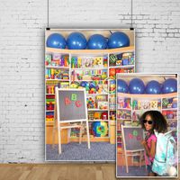 OFILA Kids Toys Store Backdrop 3x5ft Back to School Photos Blackboard Playground Children Birthday Party Decoration School Pupils Wallpaper Boys Girls Photos Digital Video Studio Props