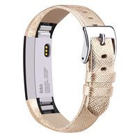Vancle Compatible with for Fitbit Alta Bands Leather, Adjustable Replacement Accessories Fitbit Alta HR Bands for Women Men (11. Gold)