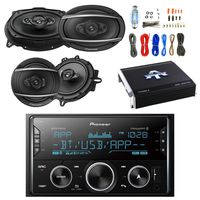 Pioneer 2DIN Receiver with Bluetooth with Pioneer 6.9" Coaxial Speakers Pair, Pioneer 6.5" Coaxial Speaker Pair, Autotek 4 Channel Amplifier & Enrock 8 Gauge Amplifier Wiring Kit