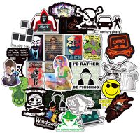 Honch Hacker Stickers Pack 50 Pcs Suitcase Stickers Vinyl Decals for Laptop Bumper Helmet Ipad Car Luggage Water Bottle