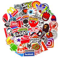 Waterproof Vinyl Stickers for Laptop Water Bottles Hydro flask Motorcycle Bicycle Skateboard Luggage Car Bumper Guitar Decals (100 Pcs Brand Logo Style Stickers)