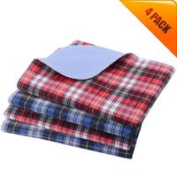 KOOLTAIL Washable Pee Pads for Dogs - Waterproof Dog Mat Non-Slip 4 Pack 24" x 36" Plaid Puppy Potty Grass Training Pads for Dog Playpen, Reusable Whelping Pads Blue & Red